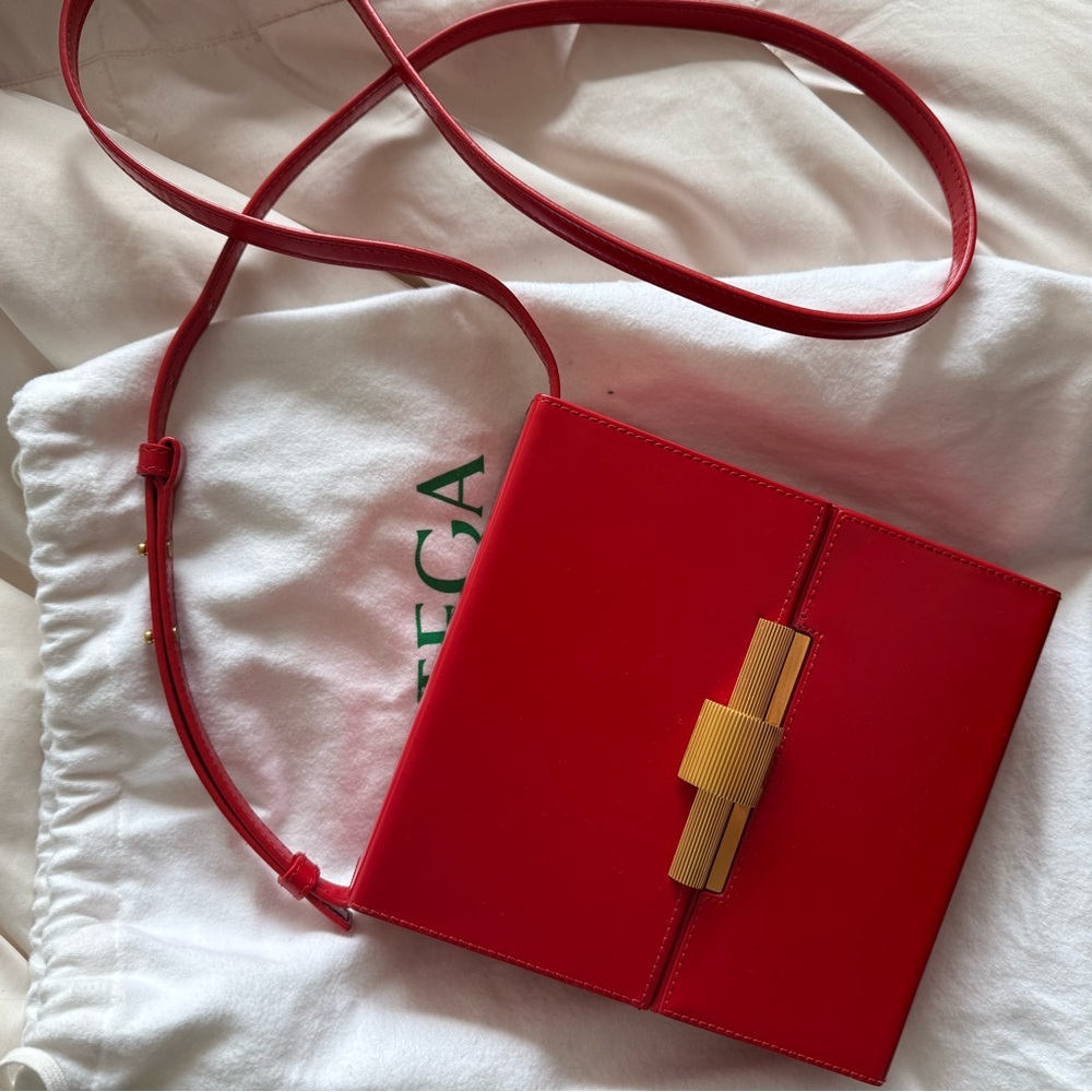 Red Bottega Box Crossbody Bag